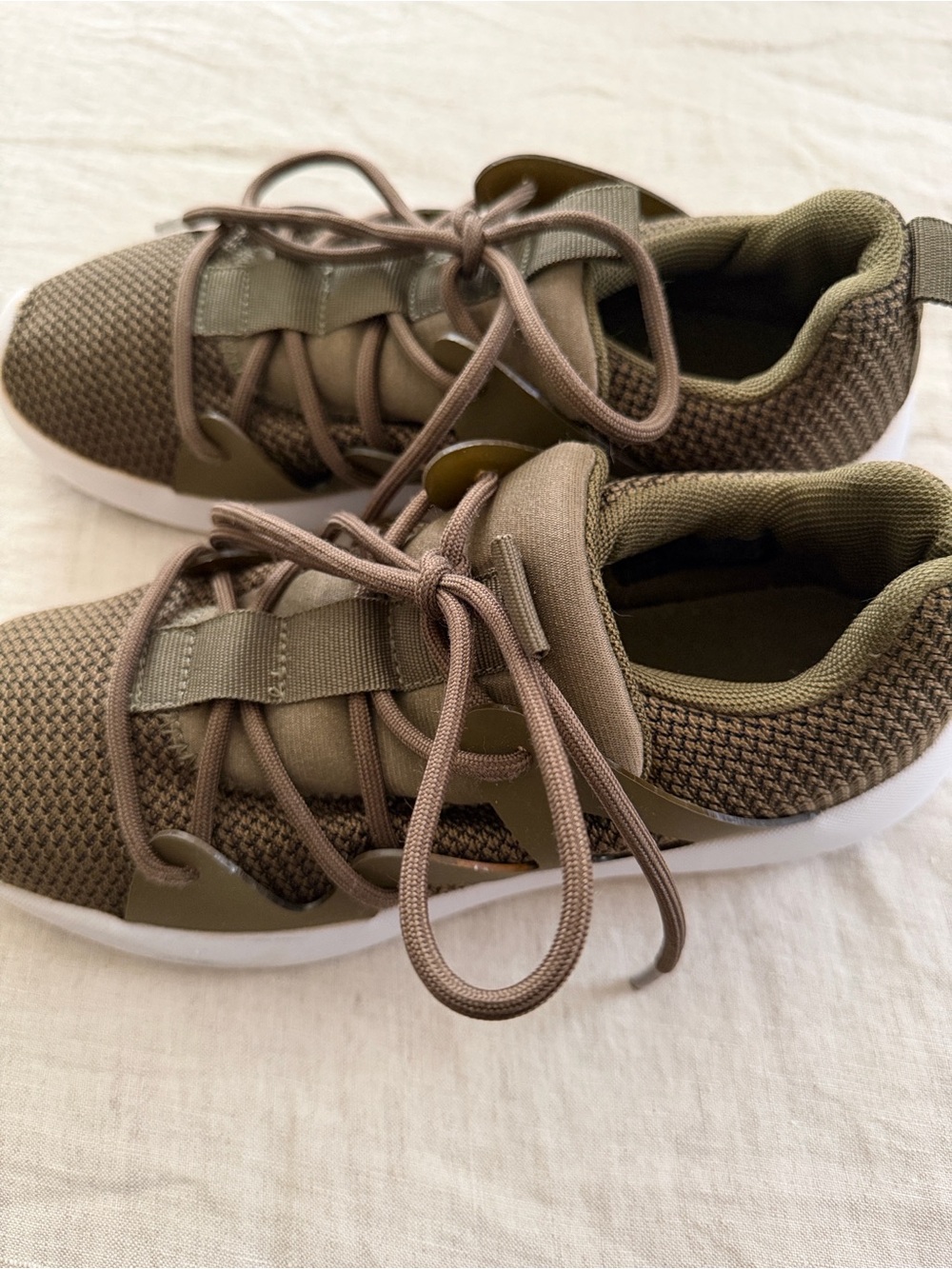 H&M Women’s Breathable Lace-Up Sneakers in Olive Green